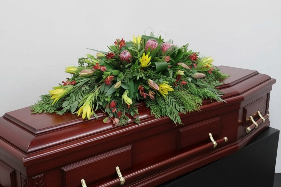 Native casket arrangement